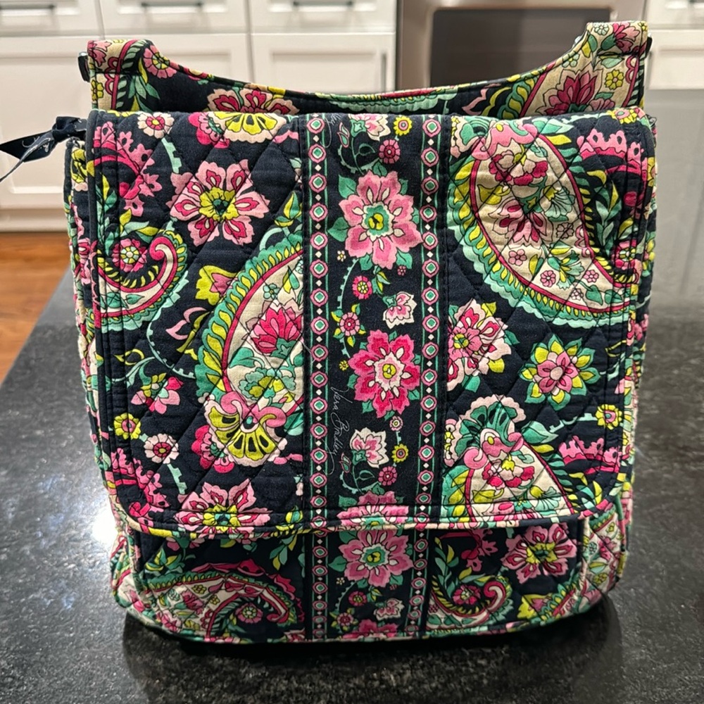 Vera Bradley Navy Pink Green Floral Paisley Hipster Crossbody Bag